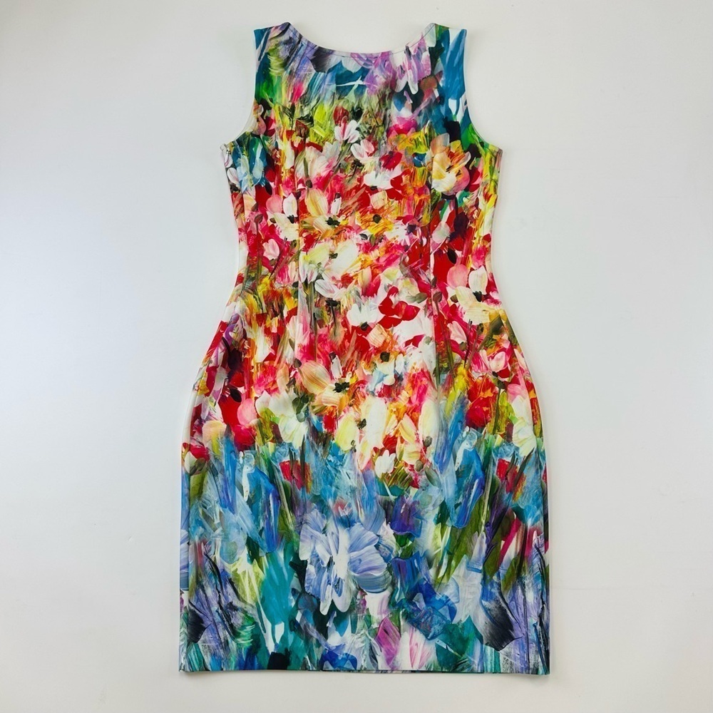 Joseph Ribkoff multi coloured print sleeveless stretch dress Fits 10ish - Picture 7 of 9